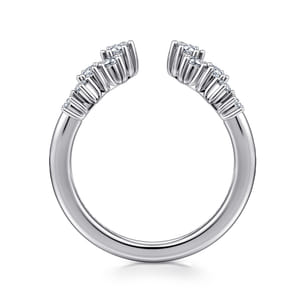 Curved 14K White Gold Cluster Diamond Open Anniversary Ring