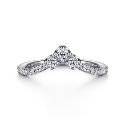 Curved-14K White Gold Diamond Anniversary Band