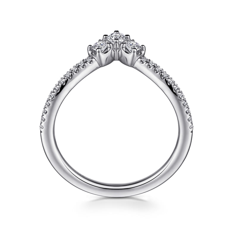 Curved Wedding Ring in 14k White Gold with Round Natural Diamond at Gabriel & Co. - Shot 2