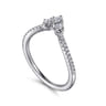 Curved Wedding Ring in 14k White Gold with Round Natural Diamond at Gabriel & Co.