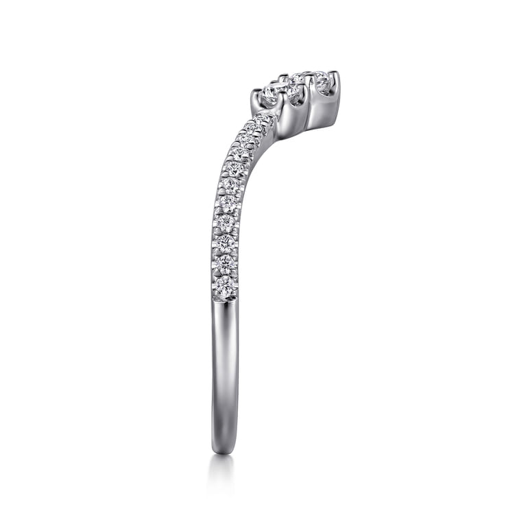 Curved Wedding Ring in 14k White Gold with Round Natural Diamond at Gabriel & Co. - Shot 4