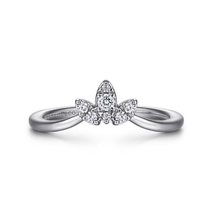 Curved 14K White Gold Diamond Anniversary Band
