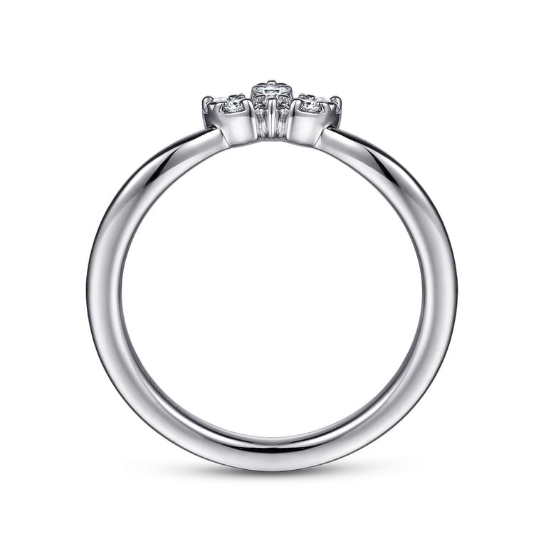 Curved Wedding Ring in 14k White Gold with Round Natural Diamond at Gabriel & Co. - Shot 2