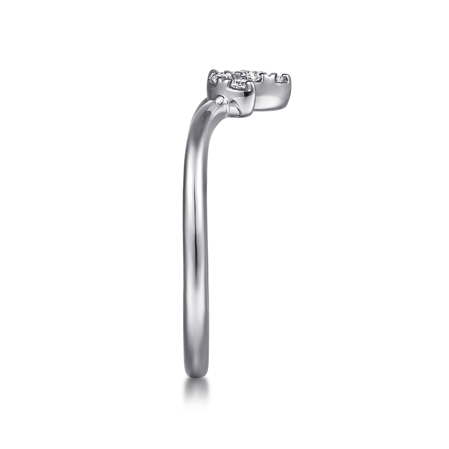 Curved Wedding Ring in 14k White Gold with Round Natural Diamond at Gabriel & Co. - Shot 4