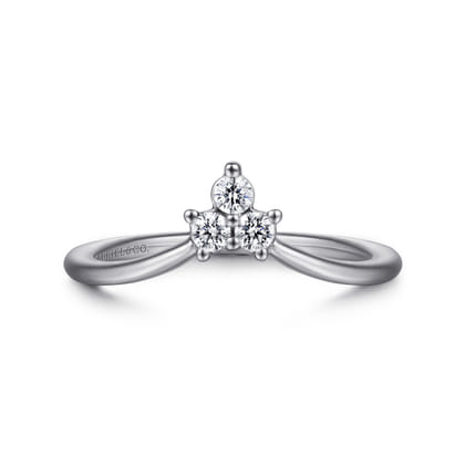 Curved 14K White Gold Diamond Anniversary Band