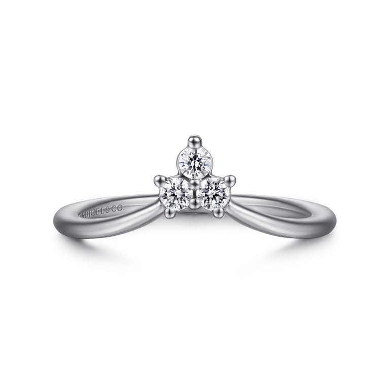 Curved Wedding Ring in 14k White Gold with Round Natural Diamond at Gabriel & Co. - Shot 1