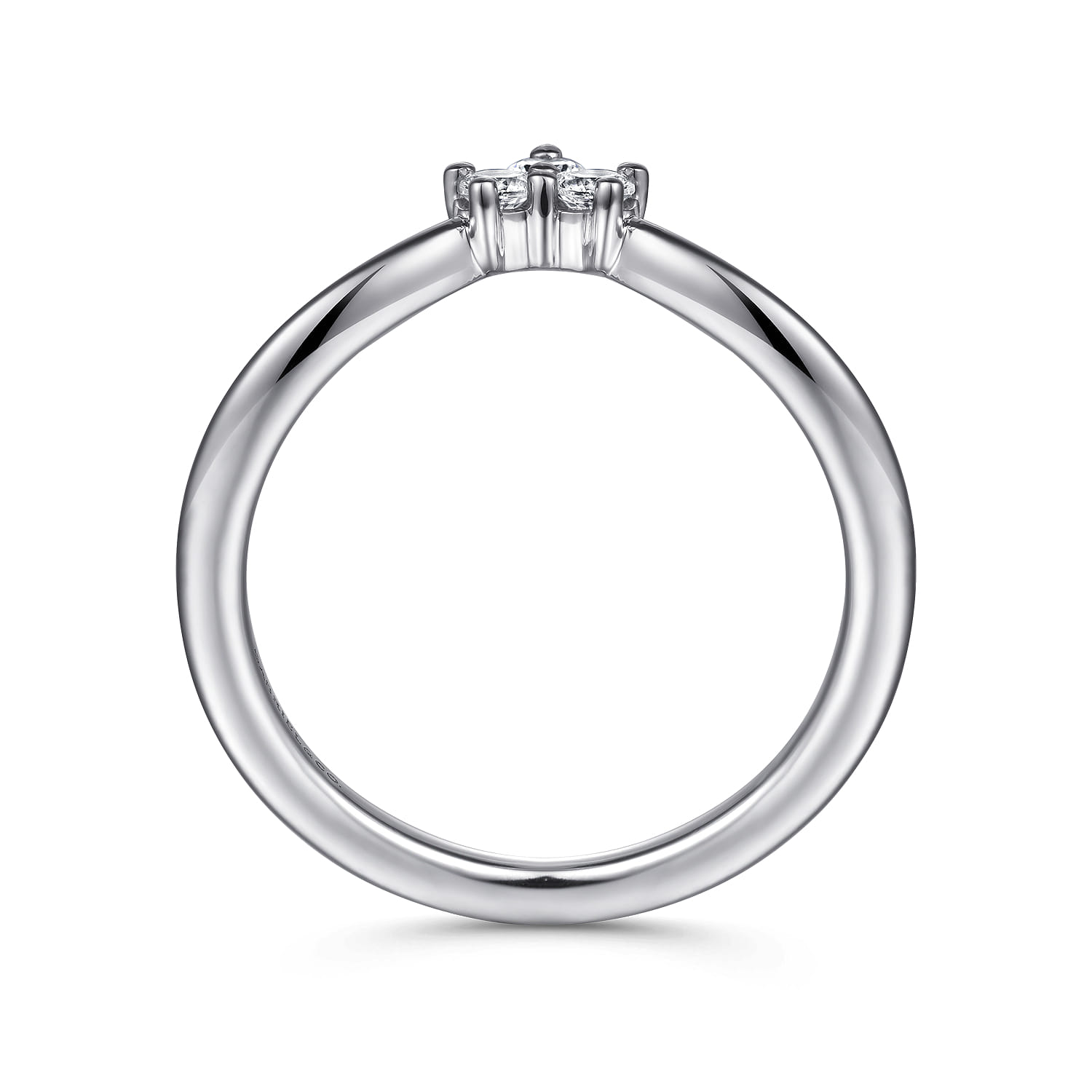 Curved Wedding Ring in 14k White Gold with Round Natural Diamond at Gabriel & Co. - Shot 2
