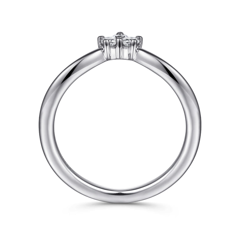 Curved Wedding Ring in 14k White Gold with Round Natural Diamond at Gabriel & Co. - Shot 2