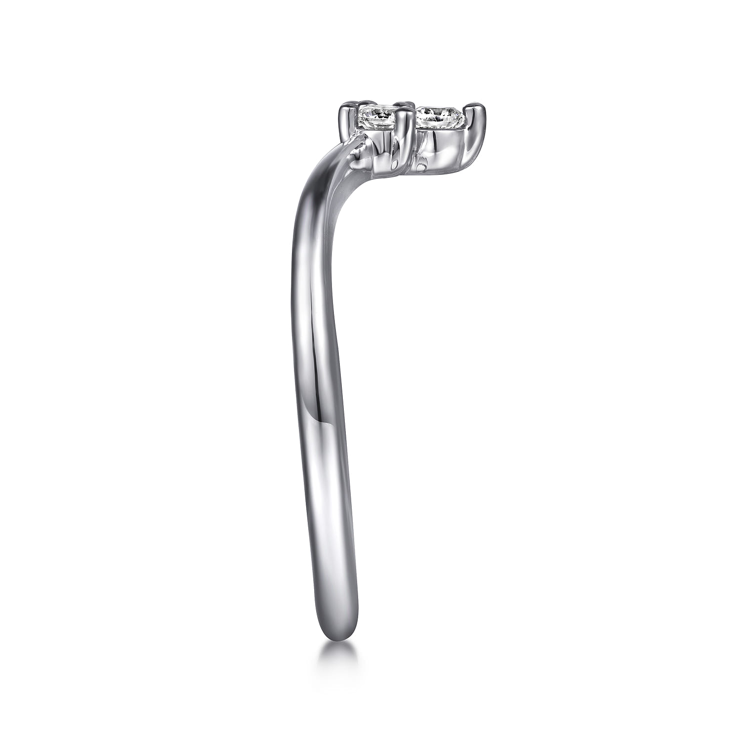 Curved Wedding Ring in 14k White Gold with Round Natural Diamond at Gabriel & Co. - Shot 4