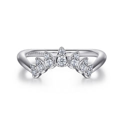 Curved-14K White Gold Diamond Anniversary Band