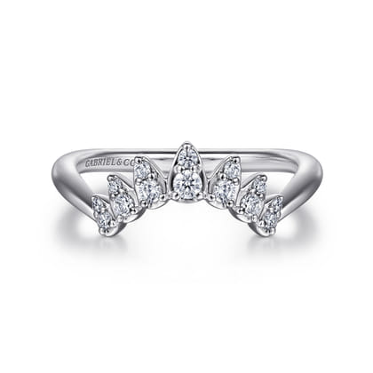 Curved-14K White Gold Diamond Anniversary Band