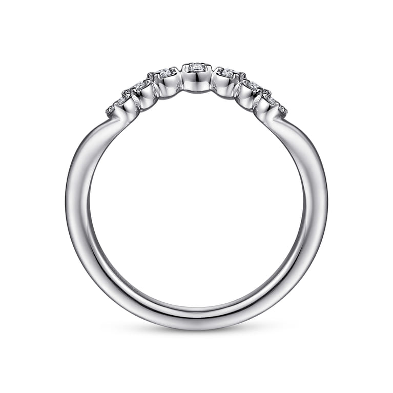 Curved Wedding Ring in 14k White Gold with Round Natural Diamond at Gabriel & Co. - Shot 2
