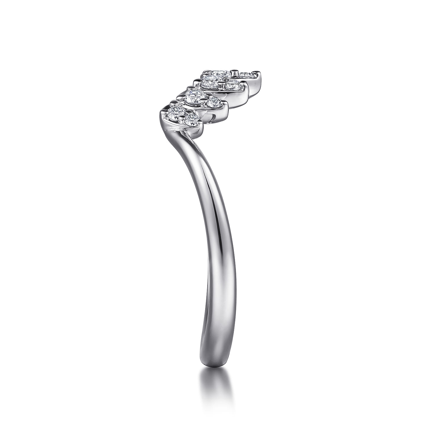 Curved Wedding Ring in 14k White Gold with Round Natural Diamond at Gabriel & Co. - Shot 4