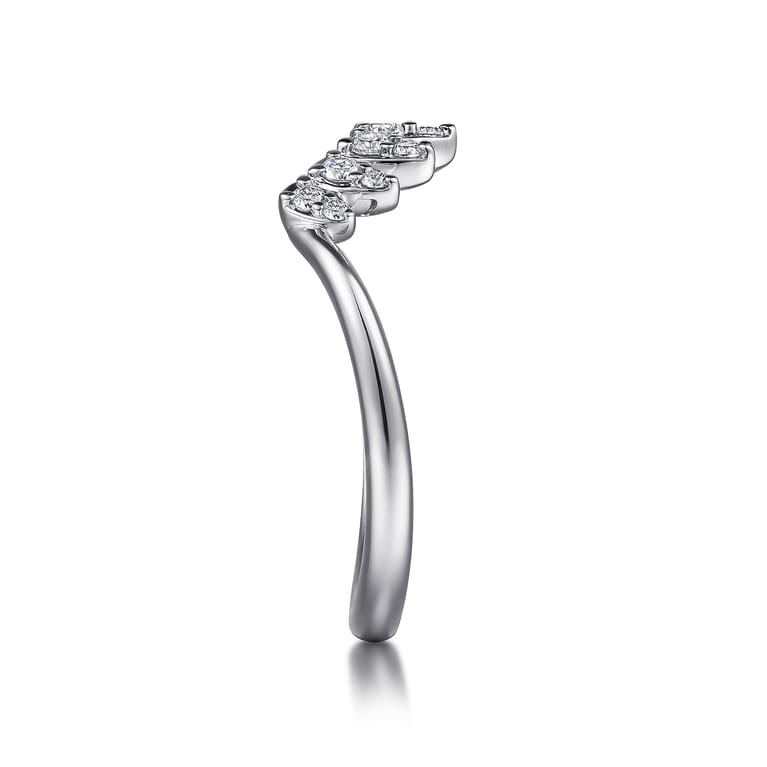Curved Wedding Ring in 14k White Gold with Round Natural Diamond at Gabriel & Co. - Shot 4