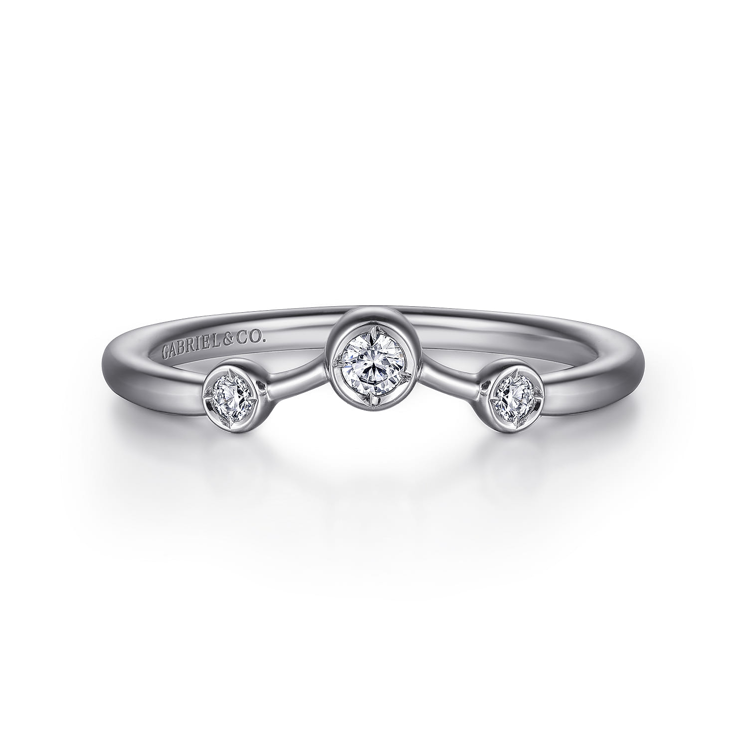 Curved-14K White Gold Diamond Anniversary Band