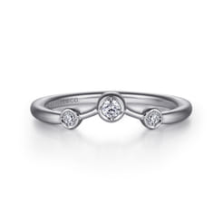 Curved-14K White Gold Diamond Anniversary Band