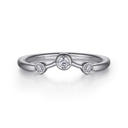 Curved-14K White Gold Diamond Anniversary Band
