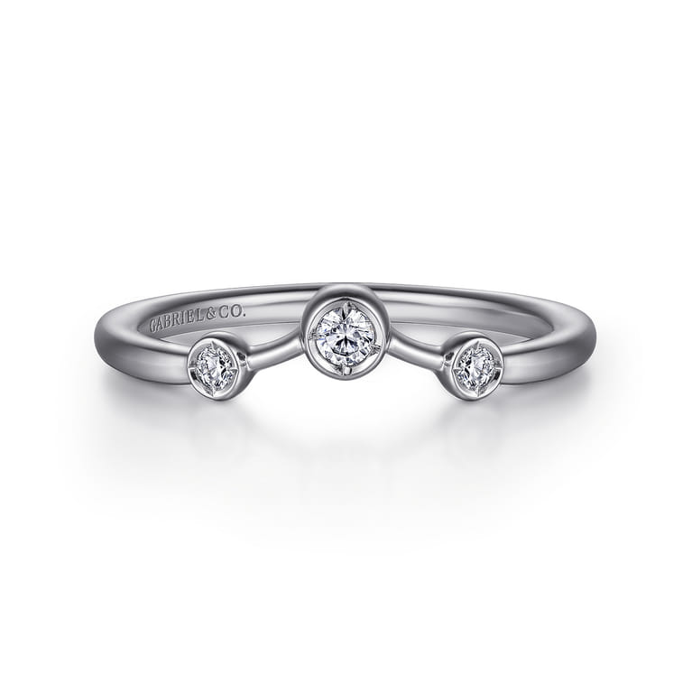 Curved Wedding Ring in 14k White Gold with Round Natural Diamond at Gabriel & Co. - Shot 1