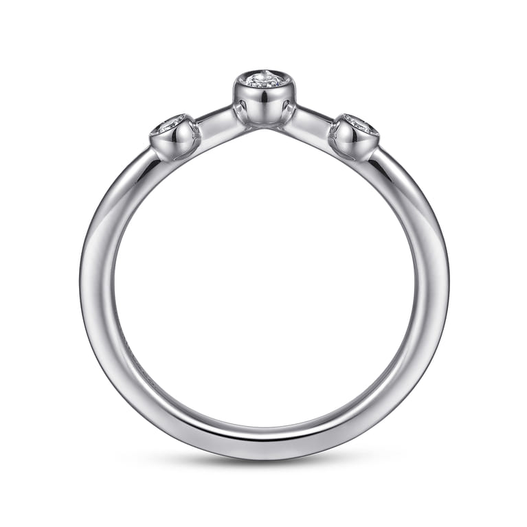 Curved Wedding Ring in 14k White Gold with Round Natural Diamond at Gabriel & Co. - Shot 2
