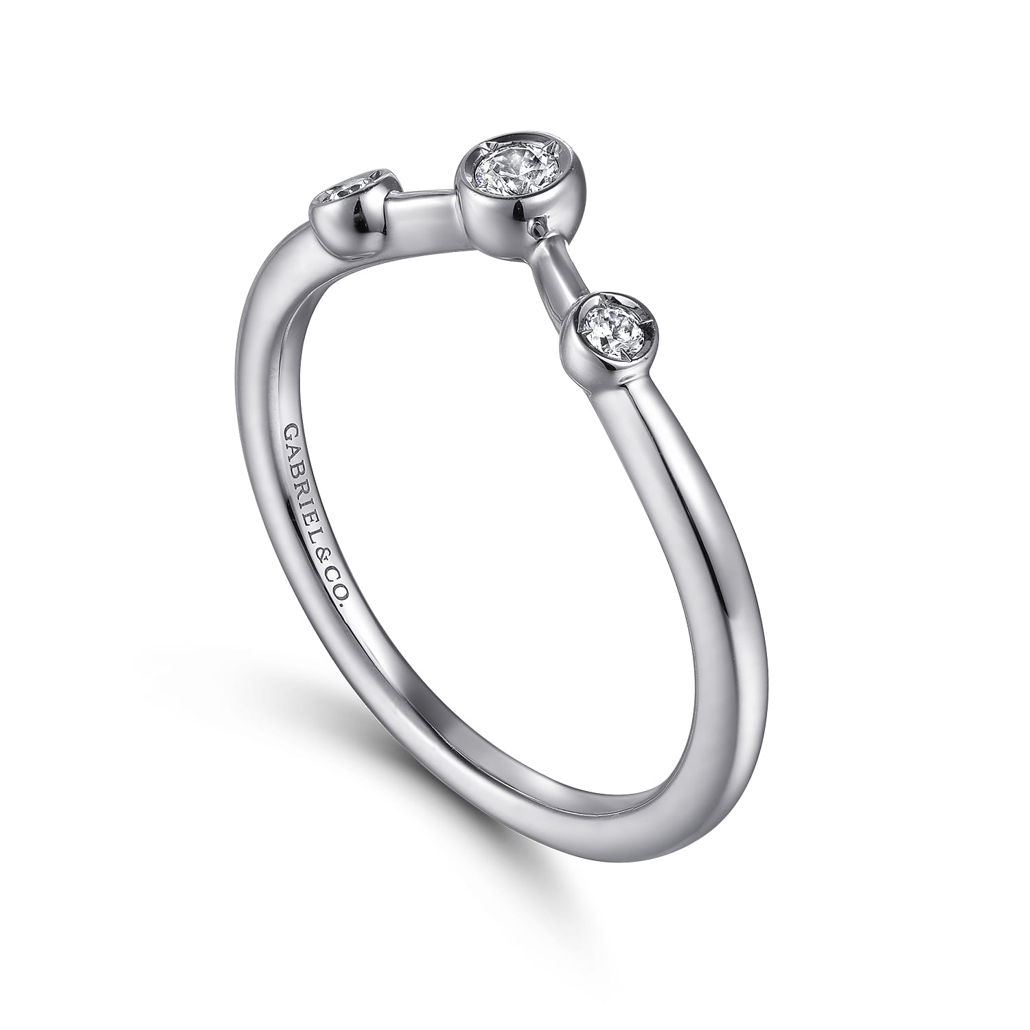 Curved-14K White Gold Diamond Anniversary Band