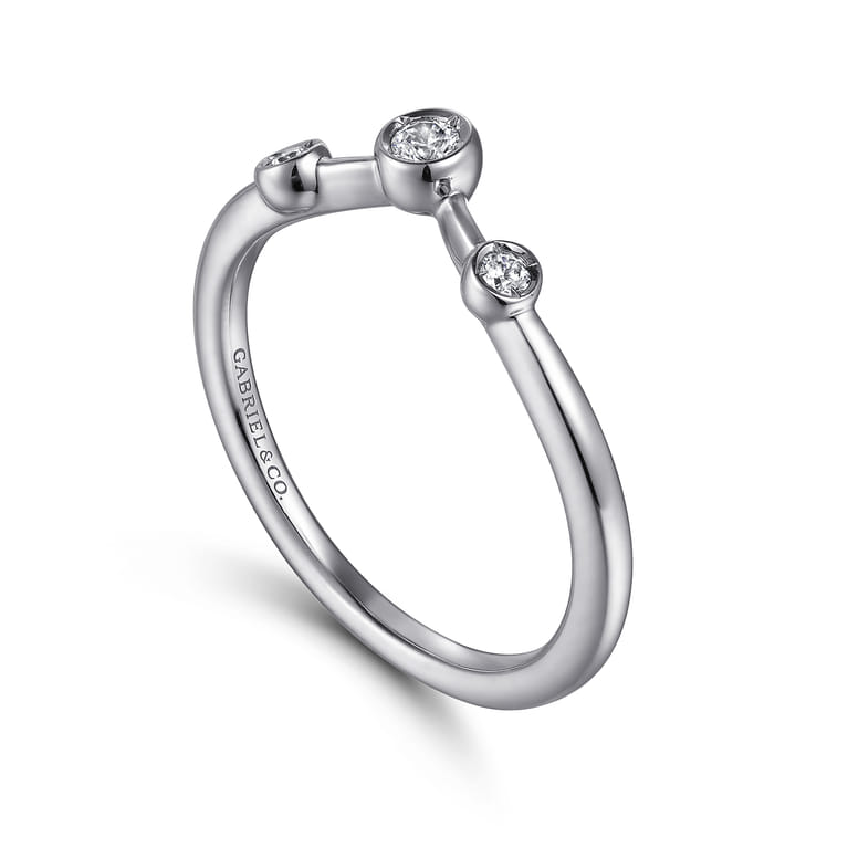 Curved Wedding Ring in 14k White Gold with Round Natural Diamond at Gabriel & Co. - Shot 3