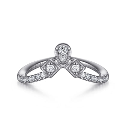 Curved-14K White Gold Diamond Anniversary Band