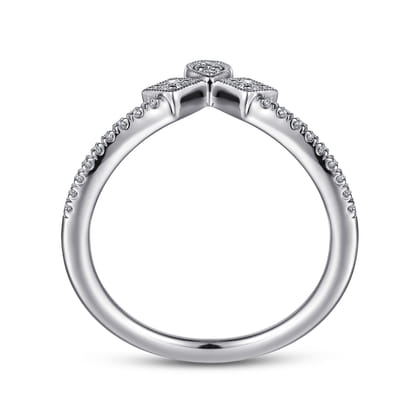 Curved-14K White Gold Diamond Anniversary Band