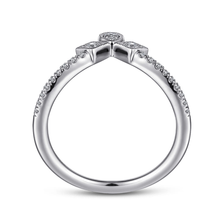 Curved Wedding Ring in 14k White Gold with Round Natural Diamond at Gabriel & Co. - Shot 2