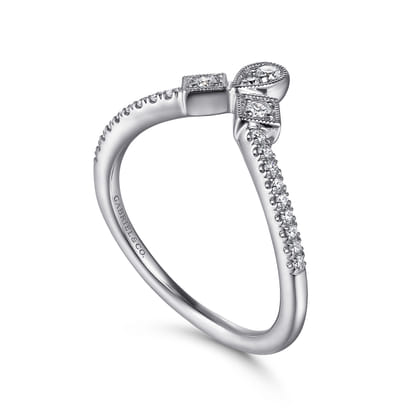 Curved-14K White Gold Diamond Anniversary Band