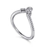 Curved Wedding Ring in 14k White Gold with Round Natural Diamond at Gabriel & Co.