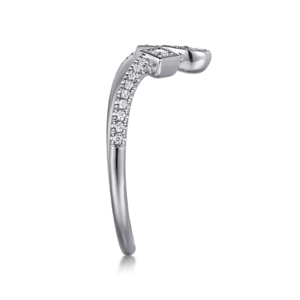 Curved-14K White Gold Diamond Anniversary Band