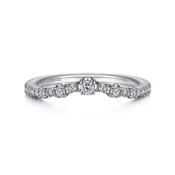 Curved-14K White Gold Diamond Anniversary Band