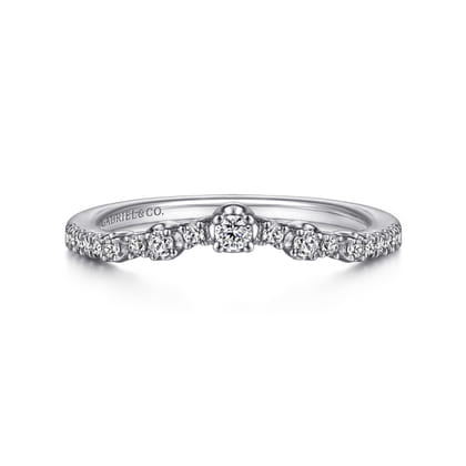 Curved-14K White Gold Diamond Anniversary Band