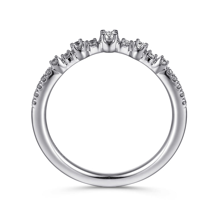 Curved Wedding Ring in 14k White Gold with Round Natural Diamond at Gabriel & Co. - Shot 2