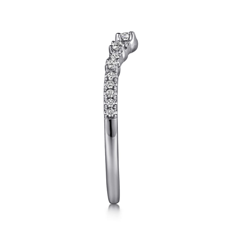 Curved Wedding Ring in 14k White Gold with Round Natural Diamond at Gabriel & Co. - Shot 4