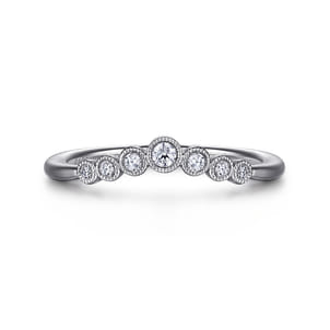 Curved 14K White Gold Diamond Anniversary Band