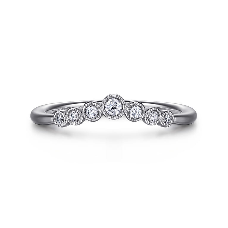 Curved Wedding Ring in 14k White Gold with Round Natural Diamond at Gabriel & Co. - Shot 1