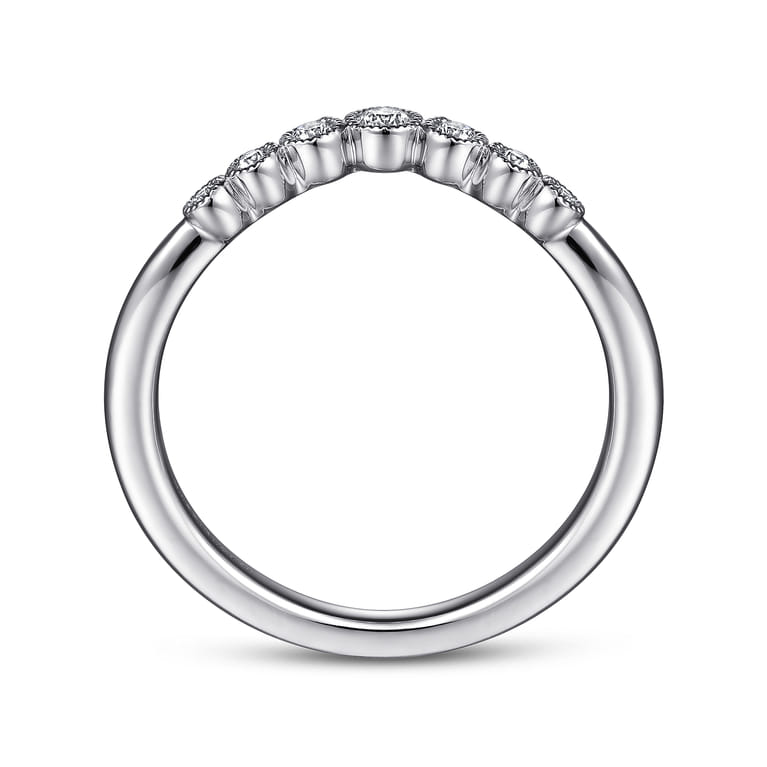 Curved Wedding Ring in 14k White Gold with Round Natural Diamond at Gabriel & Co. - Shot 2