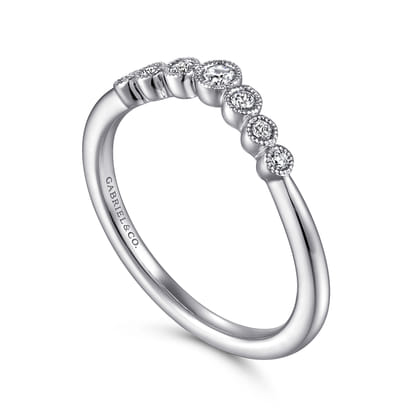Curved 14K White Gold Diamond Anniversary Band