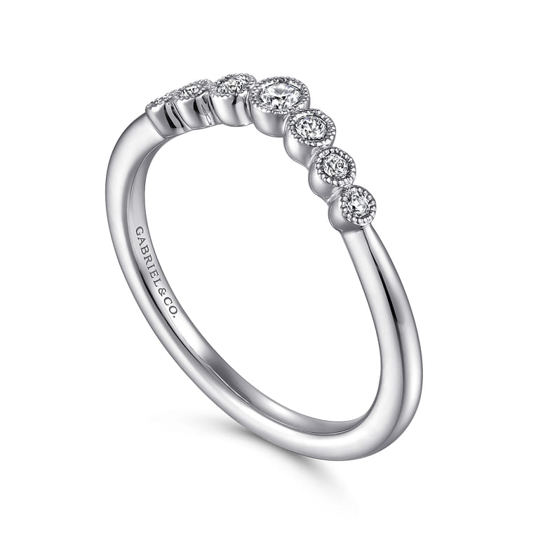Curved Wedding Ring in 14k White Gold with Round Natural Diamond at Gabriel & Co. - Shot 3