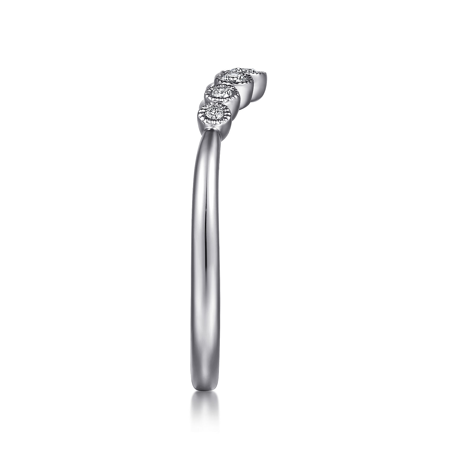 Curved 14K White Gold Diamond Anniversary Band