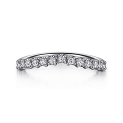 Curved-14K White Gold Diamond Anniversary Band
