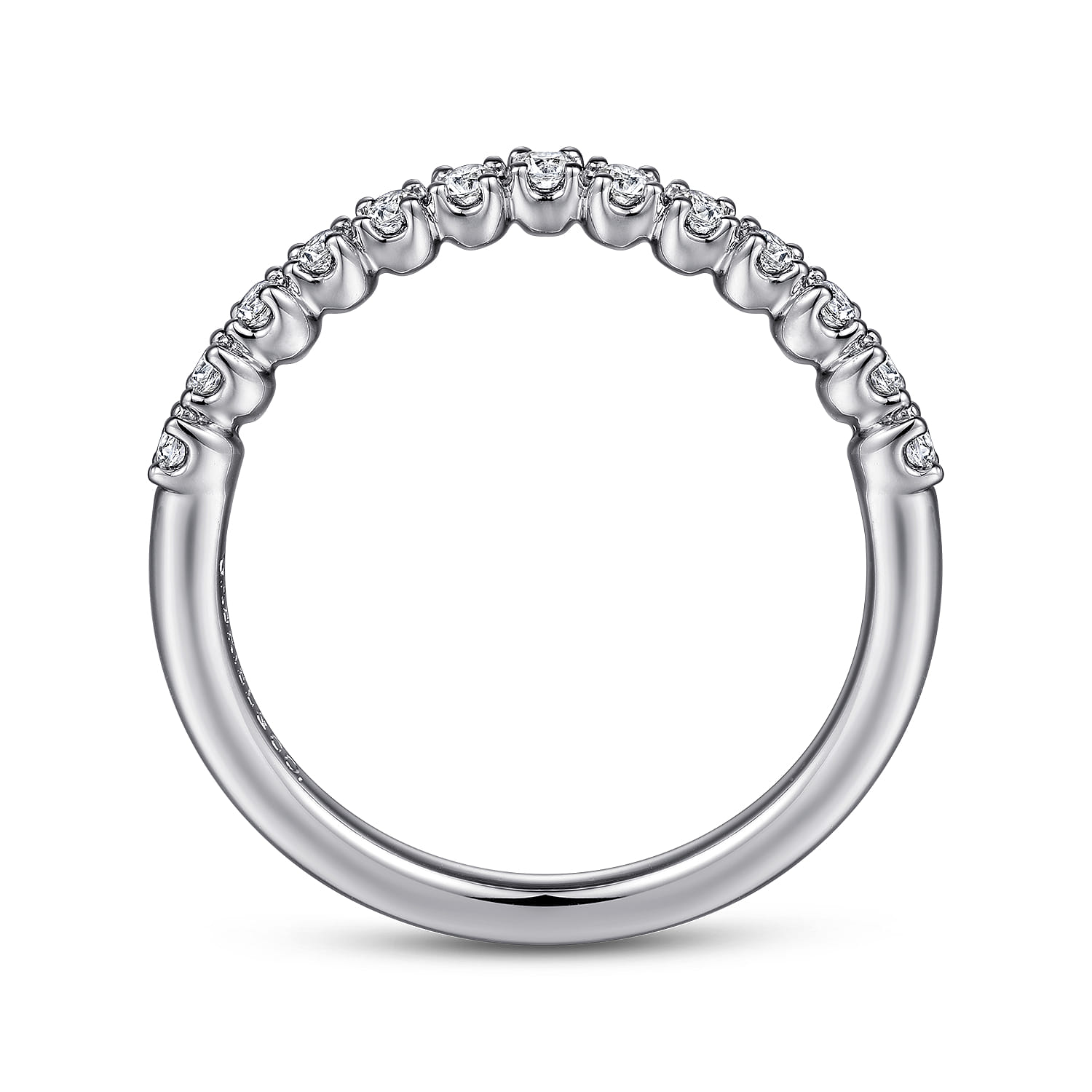 Curved Wedding Ring in 14k White Gold with Round Natural Diamond at Gabriel & Co. - Shot 2