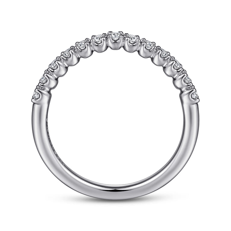 Curved Wedding Ring in 14k White Gold with Round Natural Diamond at Gabriel & Co. - Shot 2