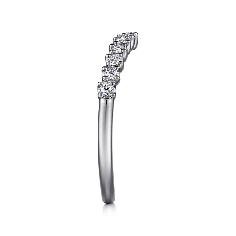 Curved Wedding Ring in 14k White Gold with Round Natural Diamond at Gabriel & Co. - Shot 4