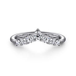 Curved-14K White Gold Diamond Anniversary Band