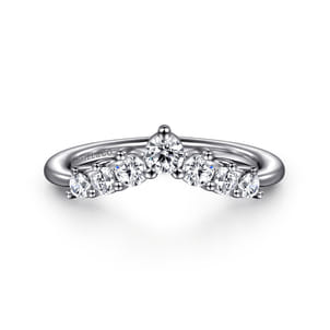 Curved-14K White Gold Diamond Anniversary Band