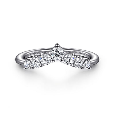 Curved-14K White Gold Diamond Anniversary Band