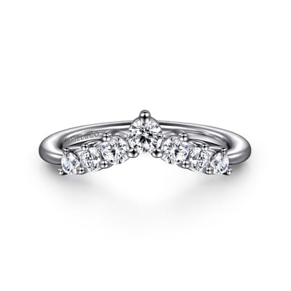 Curved-14K White Gold Diamond Anniversary Band