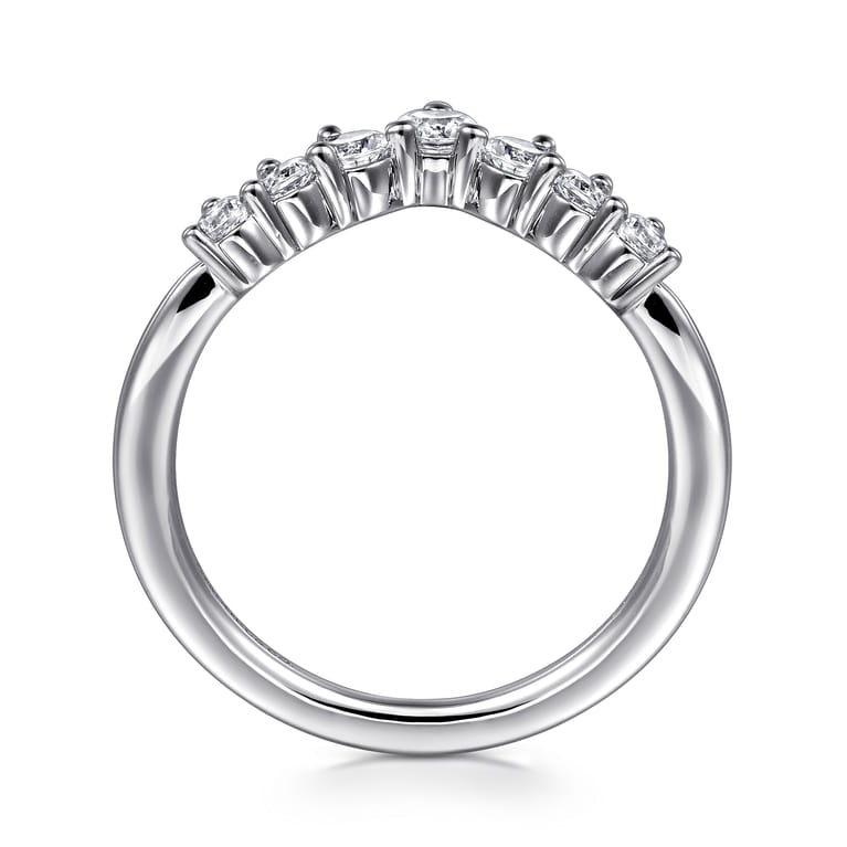 Curved Wedding Ring in 14k White Gold with Round Natural Diamond at Gabriel & Co. - Shot 2
